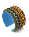 Multi Bunai Brass Chatai Gold Leather Cuff